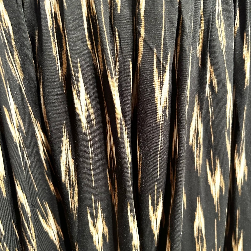 WOMENS LARGE BLACK MULTI PRINT TIE FRONT SHIRRED BACK ADJUSTABLE STRAP DRESS - Picture 5 of 10